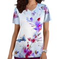 thumbnail image 1 of SuoKom Sarraus pour Femmes Haut Moderne à Col en V Uniforme d'Infirmière Athlétique Extensible Tenue de Travail pour Joggers T-Shirts à Manches Courtes Chemises pour Femmes T-Shirts Graphiques, 1 of 5
