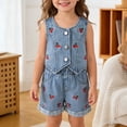 thumbnail image 2 of EnJoCho Teen Kids Girls Summer Clothes Denim Cam𝗂sole Top + Raw Hem Ripped Jeans Shorts 2PCS Outfits Trendy Crop Tank Tops Short Set Preschool Girls Matching Shirt and Shorts Set, 2 of 5