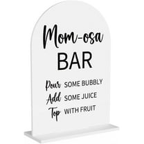 Baby in Bloom Shower Decorations, Baby Shower Sign, Newborn Gifts, Mom-Osa Bar Signs, Modern Calligraphy Arched Acrylic Table Top Signs With Stand for Birthday Party Decorations (White)
