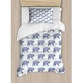 thumbnail image 1 of Oriental Duvet Cover Set Twin Size, Illustration of Forest Animals with Ornamental Motifs, Decorative 2 Piece Bedding Set with 1 Pillow Sham, Dark Ceil Blue Pale Cadet Blue White, by Ambesonne, 1 of 3