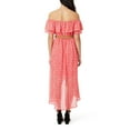 thumbnail image 2 of Juniors' WallFlower Off the Shoulder High-Low Hem Belted Maxi Dress Color: Cayenne Disty Floral Size: X LARGE, 2 of 4