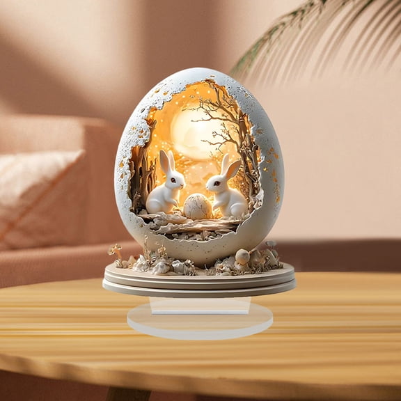 JHEHF Easter Decorations 2D Flat Acrylic Ornaments Spring Cute Easter Eggs Rabbit Desktop Ornament for Festive Tabletop and Wall Living Room Holiday Party Supplies