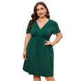 thumbnail image 2 of Yesfashion Womens Spring Summer Plus Size Dresses 2025 Casual Tunic Dress Short Sleeve V Neck Flowy Swing Mini Shift Dress, 2 of 9