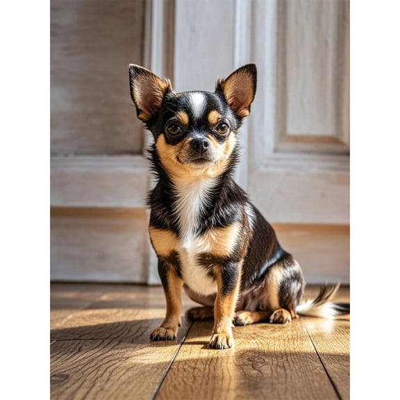 Black Chihuahua Diamond Art 5D Diamond Painting DIY Kits Full Round Drill Beads by Number Stitch Embroidery Arts and Crafts for Living Room Bedroom Home Wall Decor 12x16 inch / 30x40cm