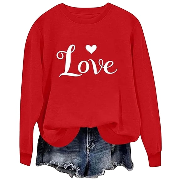 XAOFW Kids T-Shirt Fuzzy Valentine Girls Adorable Heart Print Warm Winter Pullover Long Sleeve Round Neck Stylish Cozy Outdoor Activities Tee Shirts