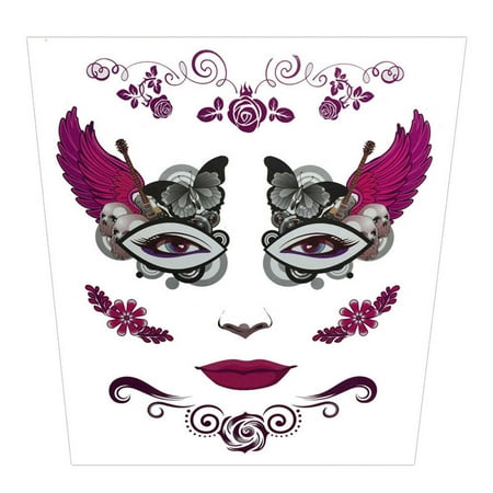 Iuhan Halloween Temporary Face Art Waterproof Mask Sugar Skull Tattoo Beauty Sticker