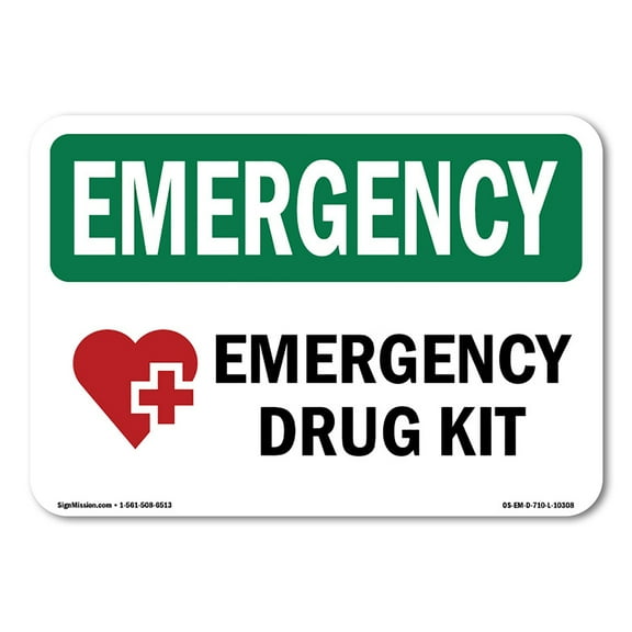 OSHA EMERGENCY Sign - Drug Kit With Symbol | Decal | Protect Your Business, Construction Site, Warehouse & Shop Area | Made in the USA