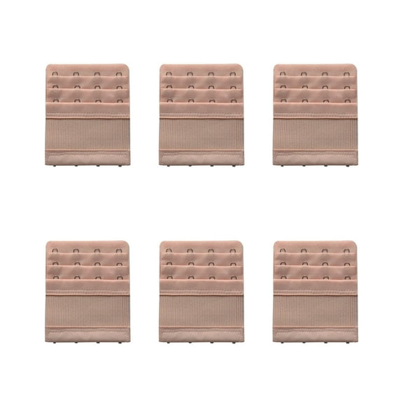 TELOLY 6 Pcs Bra Extender,Three Rows and Four Bra Fasteners Bra Strap Extender,Soft Nylon and High Elasticity Women's Bra Extenders,Coffee