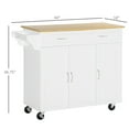 thumbnail image 3 of HOMCOM Rolling Kitchen Island on Wheels with Bamboo Countertop Drawers, 3 of 10