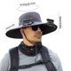 thumbnail image 3 of Sombrero de pesca con ventilador solar HWRETIE,ala ancha,para exteriores,con ventilador ajustable de 3 velocidades,con energía solar,para verano,con protección UV, 3 of 3