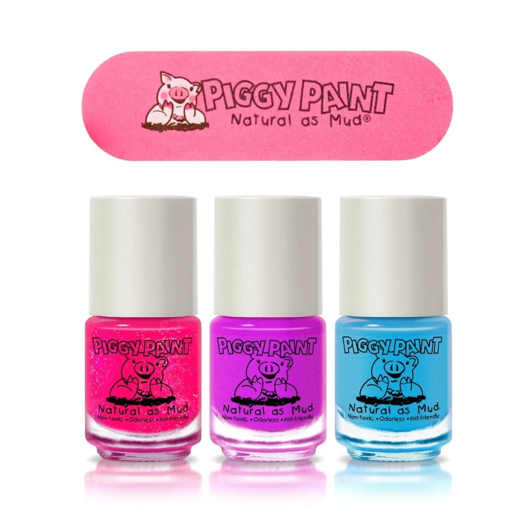 Piggy Paint Set of 3 Non-toxic Nail Polish Kit for Kids, Cruelty-free & Vegan, Kid-Safe