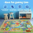 thumbnail image 4 of Socofuz Kids Learning & Game Rug 3'x4', Non-Slip Carpet, Kids Car Town City Roadmap Rug for Playroom Bedroom Boys, Track Carpet Kids Car Play Rugs, 4 of 9