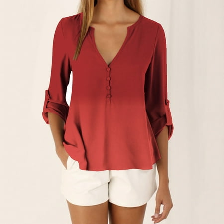 

FuChenYu Swim Shirts for Woman Button Gradient Moisture Wicking Shirts for Women Sun Shirt Women 4XL