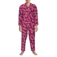 thumbnail image 3 of Yiaed Pink Butterfly Print Men’s Pajamas Set - Long Sleeve Button Down Sleep Shirt and Pajama Bottoms Sleepwear Set Mens Pjs Sets Men's Pajama Bottoms-Large, 3 of 7