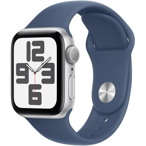 Pre-Owned Apple Watch SE (2nd Gen) [GPS 40mm] Smartwatch with Aluminum Case with Denim Sport Band - S/M - Silver (Good)
