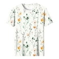 thumbnail image 5 of Jsaierl Tops for Women Short Sleeve Casual Elegant Shirts Round Neck Flowy Tunic Blouses Trendy Graphic T Shirts Top Plus Size S-5XL, 5 of 5