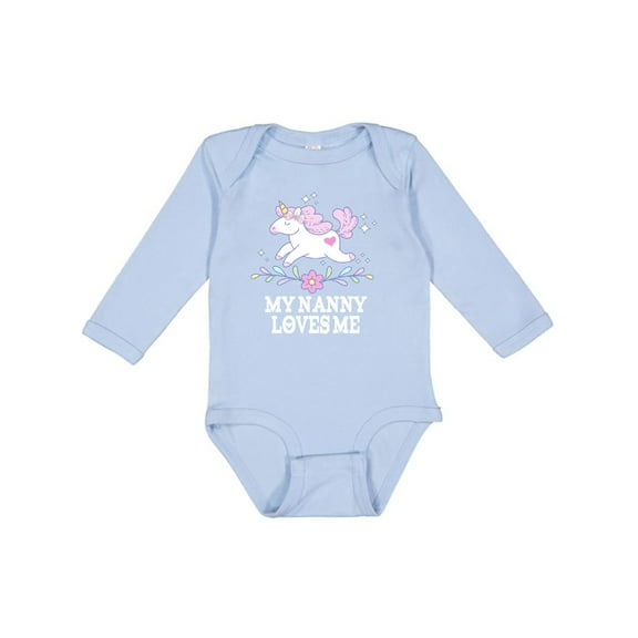 Inktastic My Nanny Loves Me Girl Unicorn Girls Long Sleeve Baby Bodysuit
