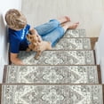 thumbnail image 5 of LOKHOM 15 Pack Polyester Anti-Slip Durable Carpet Stair Treads for Wooden Steps, 8" x 30"，Beige Gray, 5 of 7