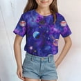 thumbnail image 2 of TOWED22 Girls Short Sleeve T Shirts Summer Tops Kids Lace Pleated Tees 5-14 Years(Purple,10-11 Y), 2 of 4