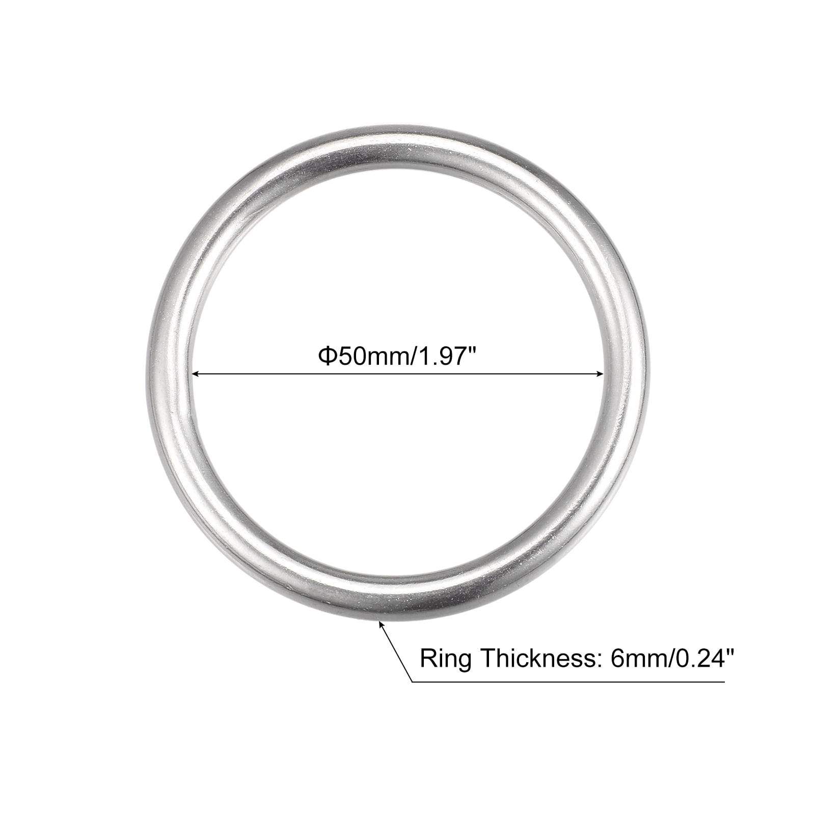 Unique Bargains 316 Stainless Steel Round Ring for Hanging and Rigging Applications 50x6mm