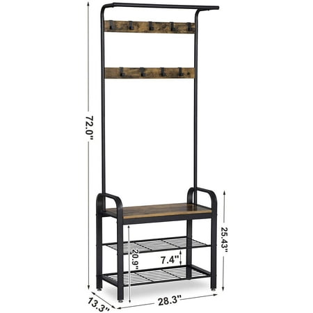 Vasagle Coat Rack Shoe Bench Hall Tree Storage Shelf For Entryway Rustic Brown And Black Uhsr40b Canada Vasagle Coat Rack Shoe Bench Hall, Vasagle Industrial Coat Rack Shoe Bench Hall Tree