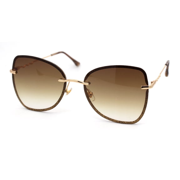 Womens Expose Lens Bow Shape Butterfly Chic Sunglasses Gold Brown