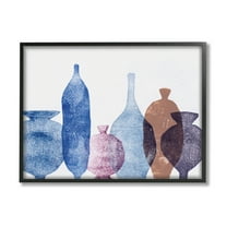 Stupell Industries Blue Layered Vases Contemporary Abstract Painting Black Framed Art Print Wall Art