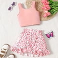 thumbnail image 4 of Wxirdiow Newborn Girl Clothes Toddler Baby Girls Summer Outfit Sleeveless Ribbed Tank Tops + Floral Skirt Shorts Set Kids Cute Clothes Pink Size,18-24 Months, 4 of 8