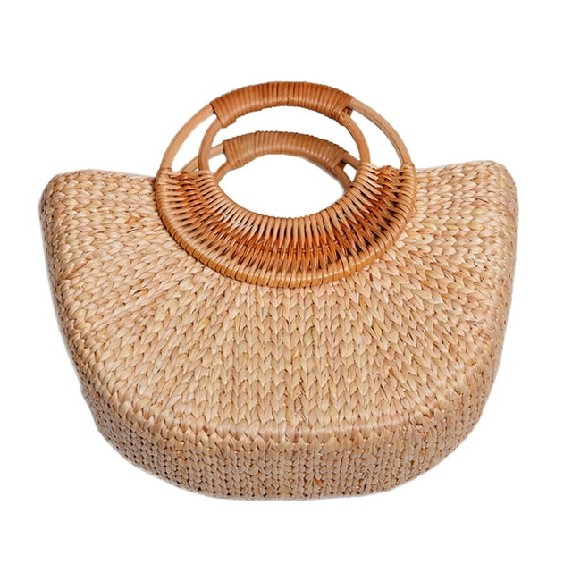 lionlar Made Straw Tote Bag, Large Capacity Round Round Handle, Casual Shape Bag, Rattan L
