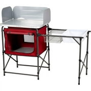 Ozark Trail Deluxe Camping Kitchen with Storage, Silver and Red, 31" Height x 13" Width x 8.25" Length