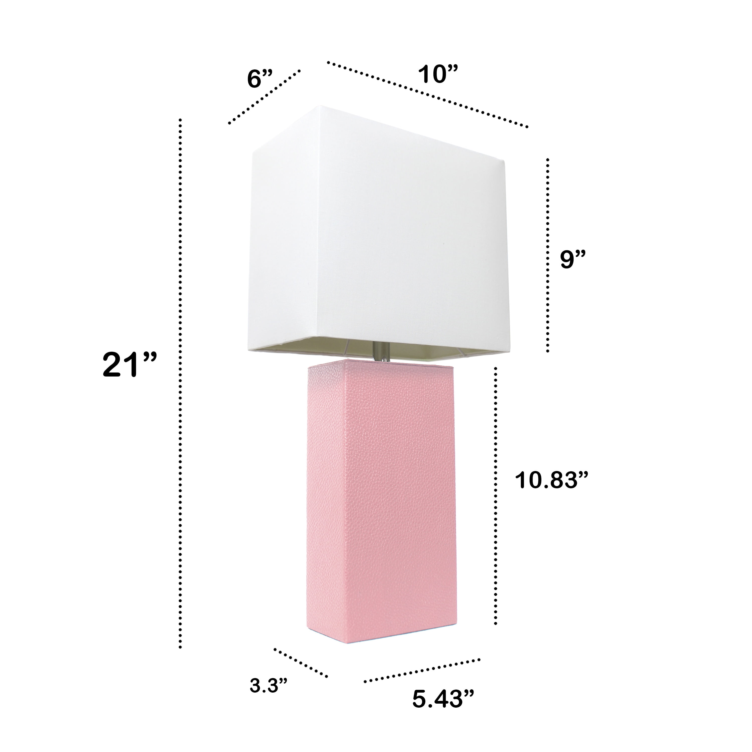 Lalia Home 21" Leather Modern Bedside Table Lamp with LED Bulb, Pink