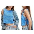 thumbnail image 3 of Tank Tops for Women Y2K Sleeveless Square Neck Tie Up Cropped Vest Summer Chic Going Out Blouse Blue S, 3 of 7