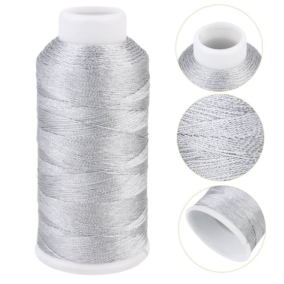 FELTECHELECTR 1Pcs Spools of Thread Nylon Silver for Sewing Quilting Jewelry Beading Drapery 5.12x2.36x2.36 Inch