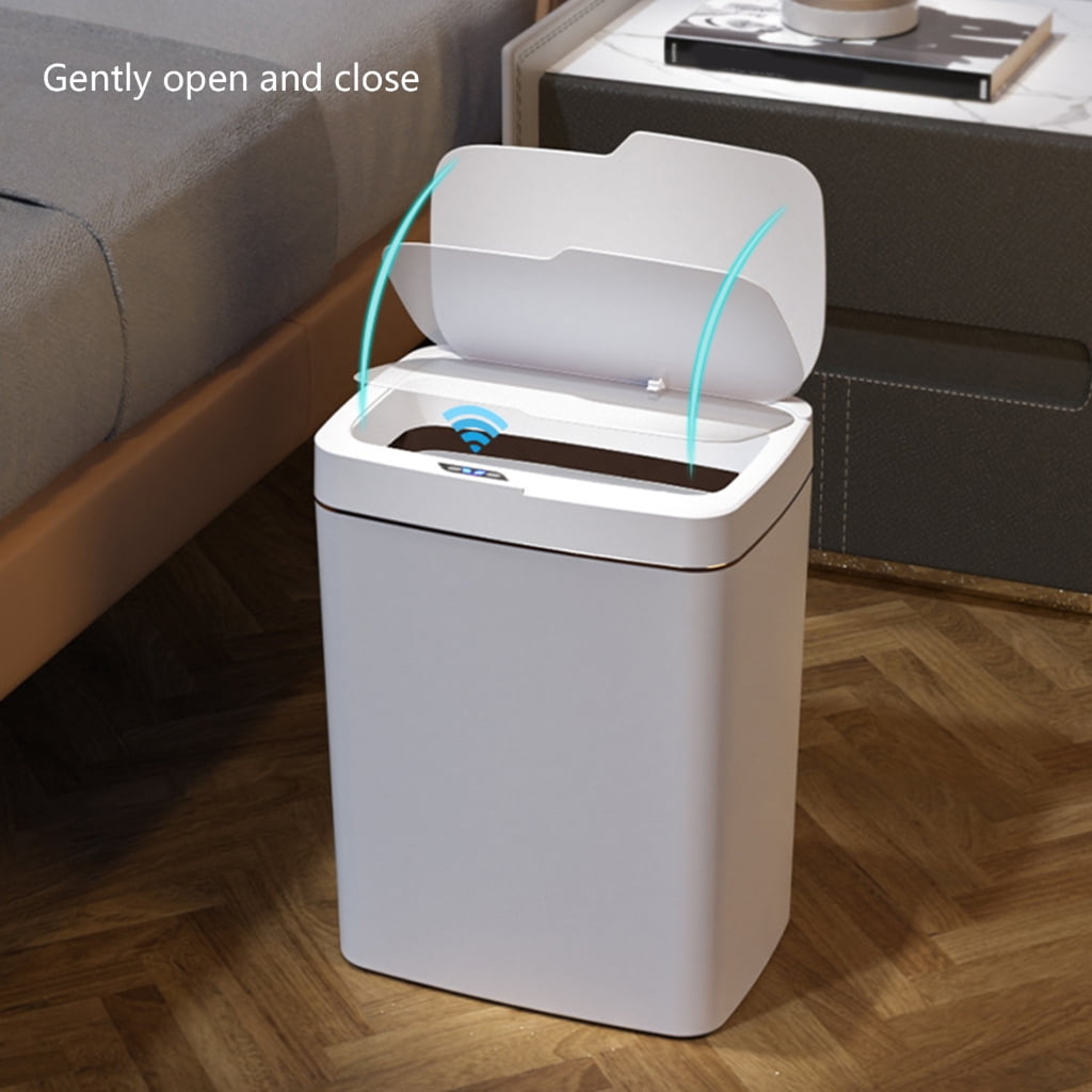 Intelligent Trash Bin with Motion Sensors Lid, Convenient Automatic Garbage Can for Bathroom Dustbin 15L/18L Capacity