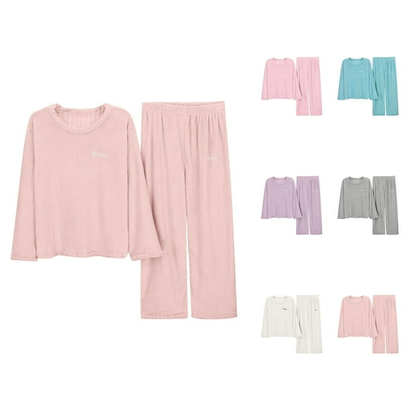 Bridal Pajama Set – Women’s Silk Button Sleepwear Women's Solid Color Flannel Warm And Cozy Set Winter Thick Warm Home Clothes