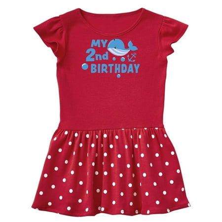 

Inktastic Nautical My 2nd Birthday with Blue Whale Gift Toddler Girl Dress