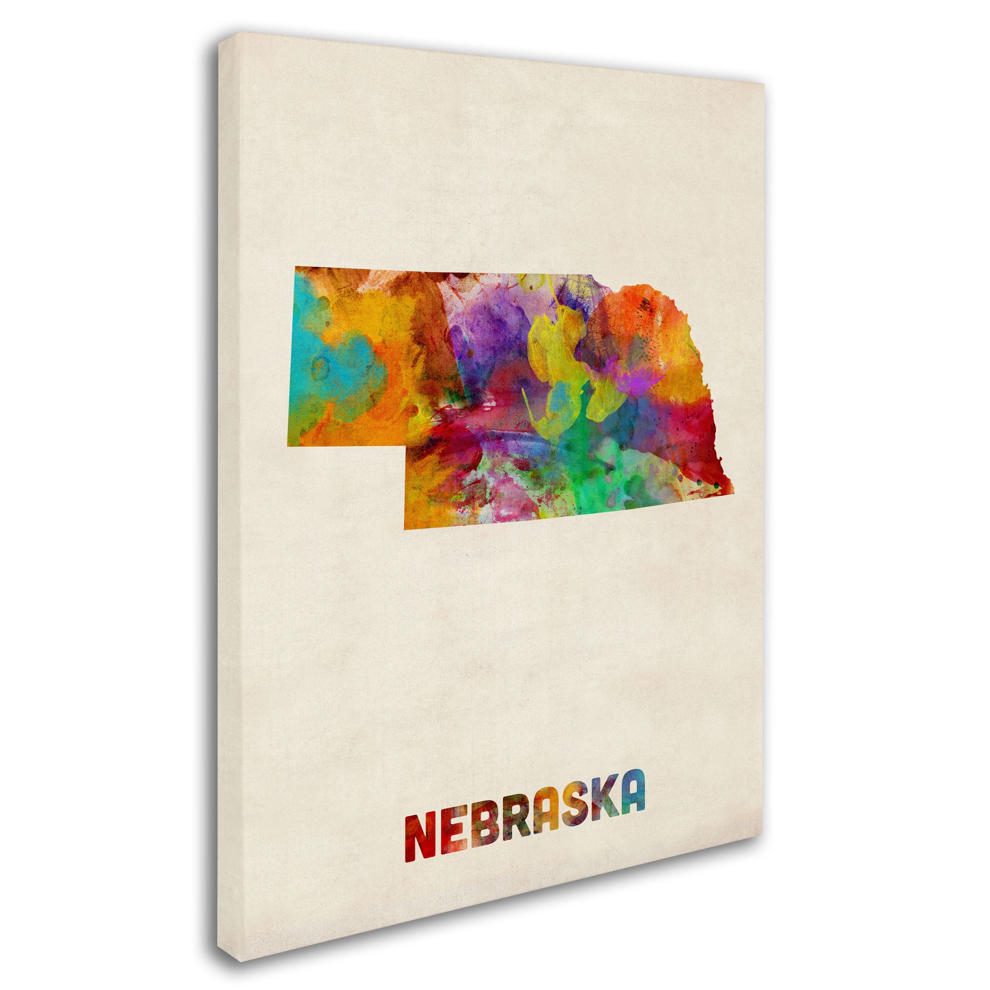 Trademark Fine Art "Nebraska Map" Canvas Wall Art by Michael Tompsett