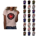 thumbnail image 1 of T-shirts de la Saint-Valentin pour Femmes 2026 Mode Manches Courtes Col Rond Cœur Graphique, 1 of 4