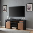 thumbnail image 4 of Lenexa 68" TV Console Table for TVs up to 75", Media Console Table Entertainment Center with RGB LED Lights and 2 Storage Cabinets, Black w/ Walnut Doors, 4 of 6