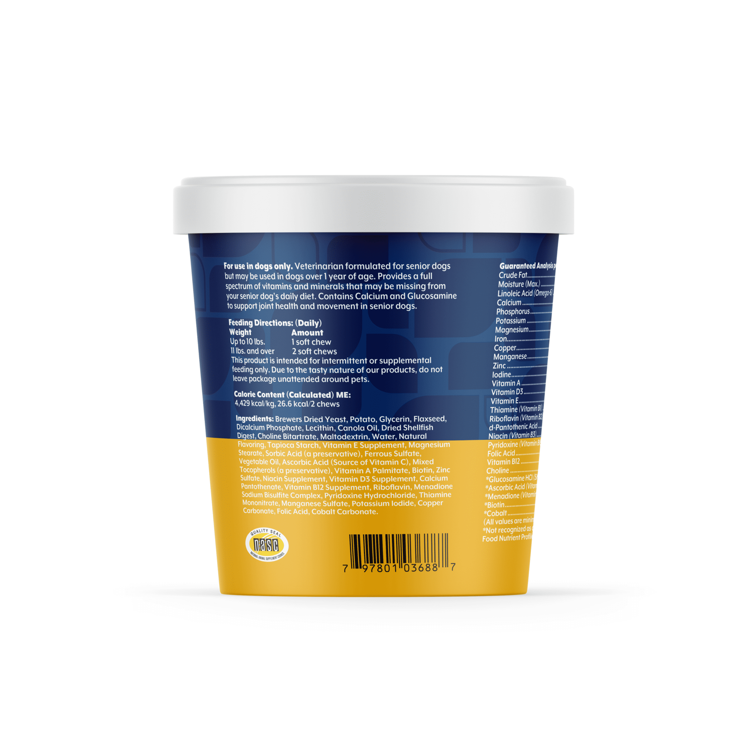 NaturVet VitaPet Senior Daily Vitamins Immunity Supplement for Dogs, Bacon and Chicken Flavor, 60 Count
