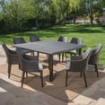thumbnail image 2 of GDF Studio Wilshire Outdoor Wicker 9 Piece Square Dining Set with Cushion, Multibrown and Light Brown, 2 of 13