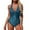 Blue, variant on One-Piece Swimsuit with High Waisted Bottom and Supportive Underwire Bathing Suit for Women Blue L
