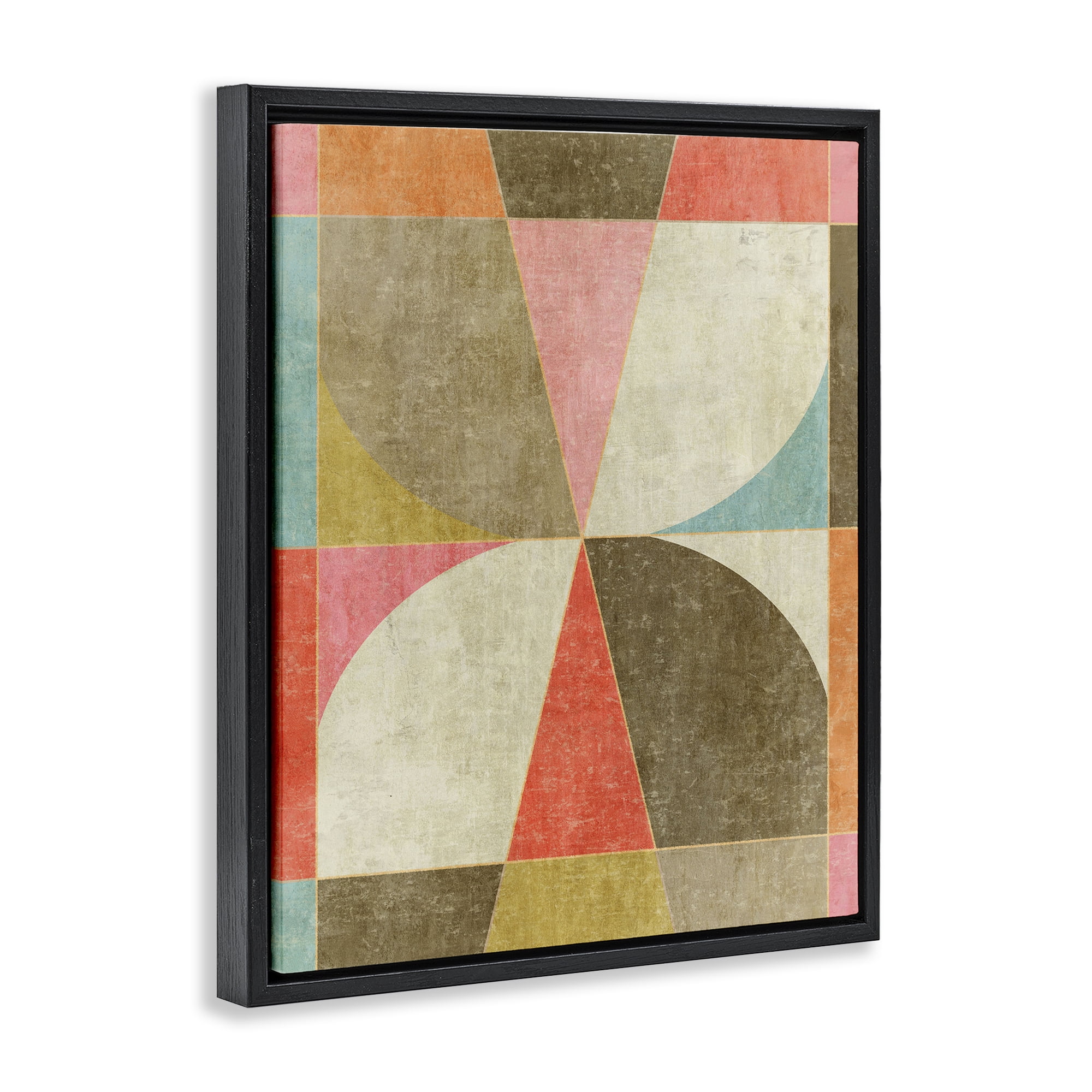 Stupell Industries Pinwheel Symmetric Shapes Black Framed Floater Canvas Wall Art, design by Suzanne Nicoll