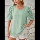 thumbnail image 4 of Blusa de Mujer con Cuello Redondo, Mangas Abullonadas y Tejido Jacquard de Bola de Pelo, de Verano y Otoño 2025 Judías XL, 4 of 10