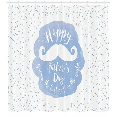 Father's Day Shower Curtain, Doodle Style You are the Best Dad in the World, Fabric Bathroom Set with Hooks, Pale Azure Blue Pale Ceil Blue and White, by (Best Showers In The World)