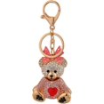thumbnail image 1 of Llavero con forma de oso de lazo de aleación con diamantes de imitación y corazón para bolso de mujer, 1 of 1