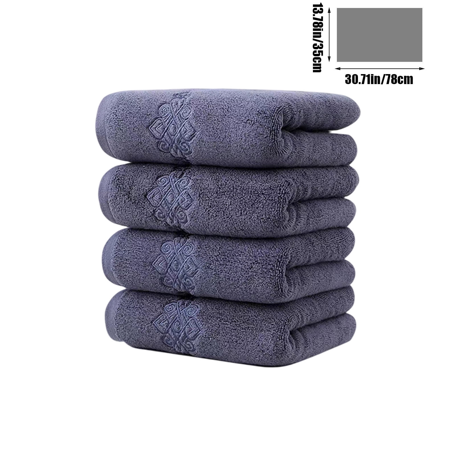 Hand Towel Set of 4 Super Thick Luxury Cotton Soft Highly Absorbent Embroidered Hand Towels for Bathroom Decorative Hotel Quality (14 x 31 in,Blue)