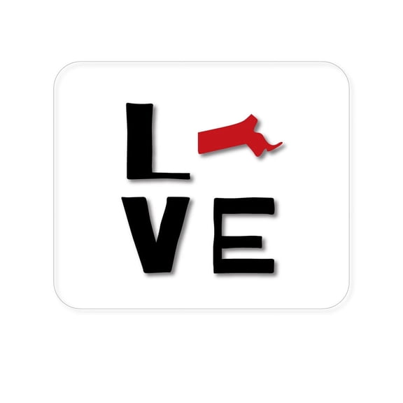DistinctInk Mouse Pad - 1/4" Foam Rubber - Massachusetts - Love Red & Black