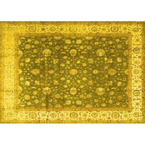 Ahgly Company Indoor Rectangle Persian Yellow Traditional Area Rugs, 7' x 10'