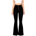 thumbnail image 6 of Felirenzacia High Waist Botton Down Welt Pockets Flare Bell Bottom Butt Lift Jeans,, 6 of 6